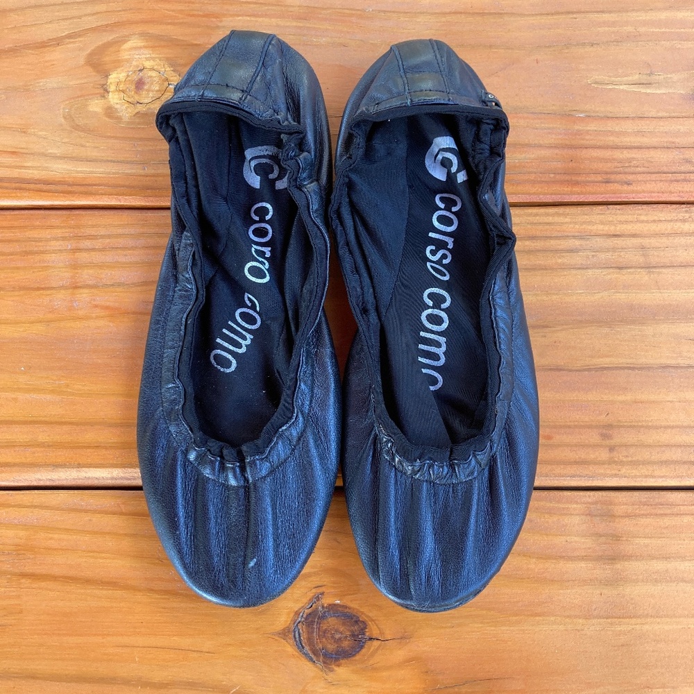 Corso Como Black Leather Ballasox, Possible Size 8-9, Foldable